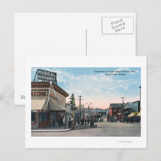 Uitzicht van binnenkomst op de werf van de Amerika Briefkaart (Voorkant / Achterkant)