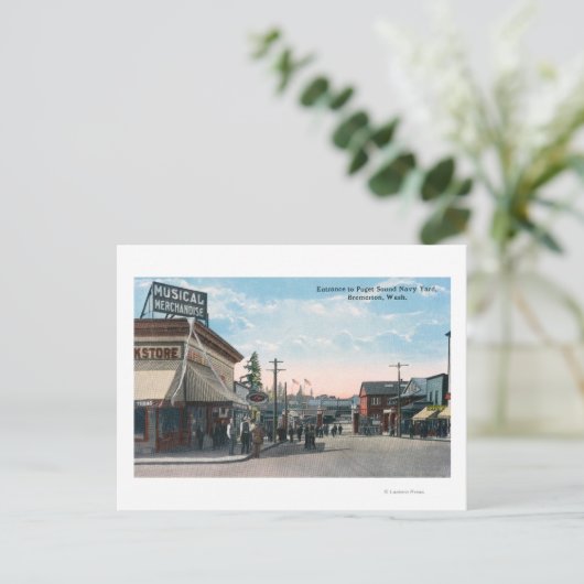 Uitzicht van binnenkomst op de werf van de Amerika Briefkaart (Staand voorkant)