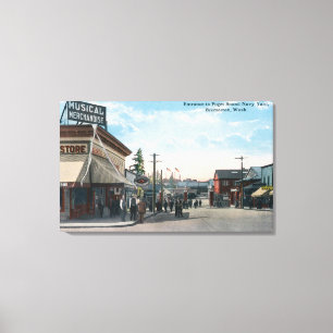 Uitzicht van binnenkomst op de werf van de Amerika Canvas Afdruk