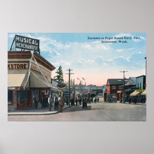 Uitzicht van binnenkomst op de werf van de Amerika Poster (Voorkant)