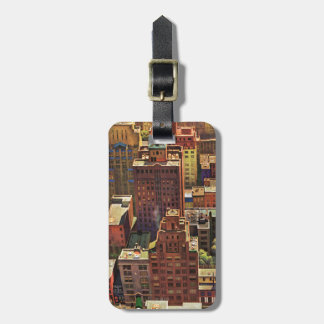Uitzicht van Bird-Eye van New York City van John F Bagagelabel