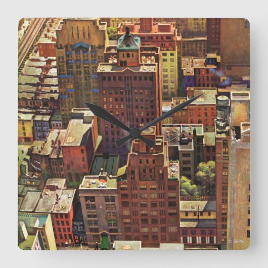 Uitzicht van Bird-Eye van New York City van John F Vierkante Klok (Voorkant)
