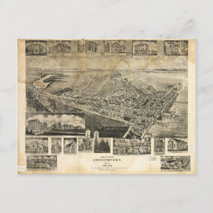 Uitzicht van Bird's Eye van Chestertown, Maryland Briefkaart