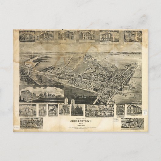 Uitzicht van Bird's Eye van Chestertown, Maryland  Briefkaart (Voorkant)