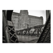 Uitzicht van Black and White Chicago City Foto Afdruk (Voorkant)
