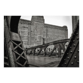 Uitzicht van Black and White Chicago City Foto Afdruk