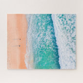 Uitzicht van Blauwgroen golven, mensen die op stra Legpuzzel (Horizontaal)