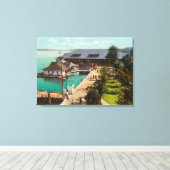 Uitzicht van Boat House, Lake, Leshi Park Canvas Afdruk (Insitu (Houten vloer))