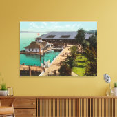 Uitzicht van Boat House, Lake, Leshi Park Canvas Afdruk (Insitu (Woonkamer))