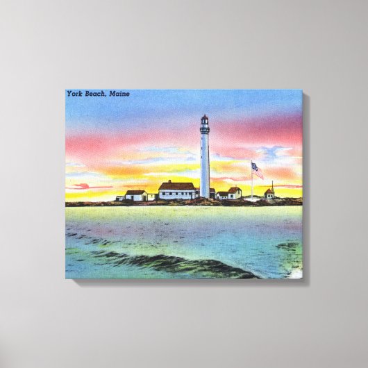 Uitzicht van Boon Island en vuurtoren uit York Canvas Afdruk (Voorkant)