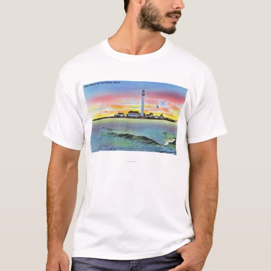 Uitzicht van Boon Island en vuurtoren uit York T-shirt (Voorkant)