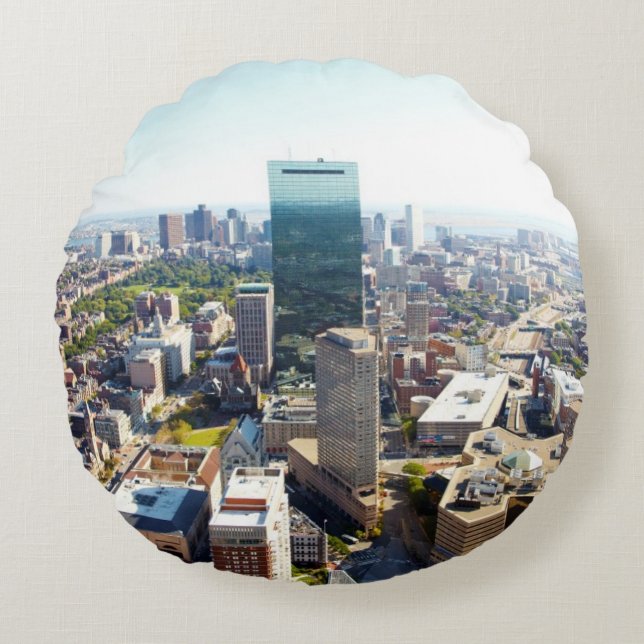 Uitzicht van Boston 2 Rond Kussen (Voorkant)