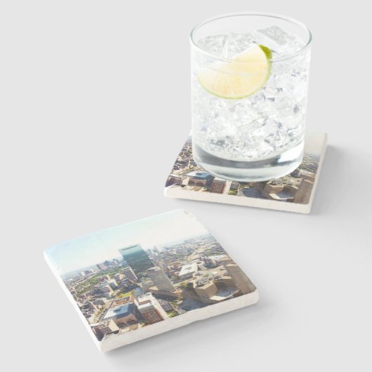 Uitzicht van Boston 2 Stenen Onderzetter (Zijkant)