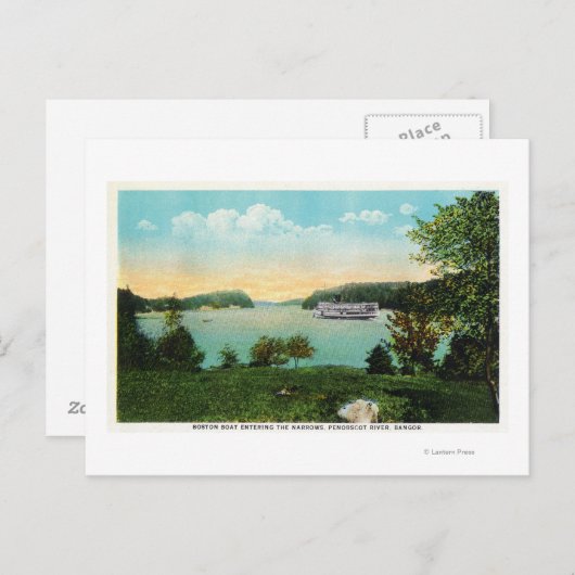 Uitzicht van Boston Boat Intering the Narrows Briefkaart (Voorkant / Achterkant)
