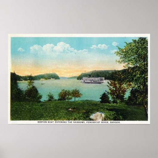 Uitzicht van Boston Boat Intering the Narrows Poster (Voorkant)