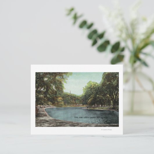 Uitzicht van Boston Common Frog Pond # 2 Briefkaart (Staand voorkant)