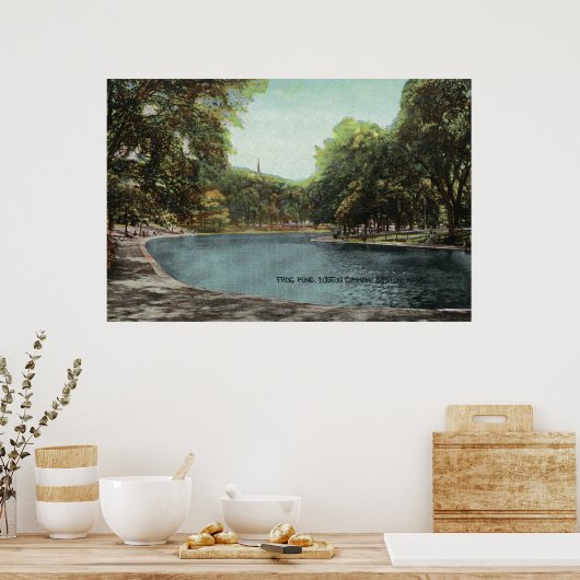 Uitzicht van Boston Common Frog Pond # 2 Poster (Keuken)