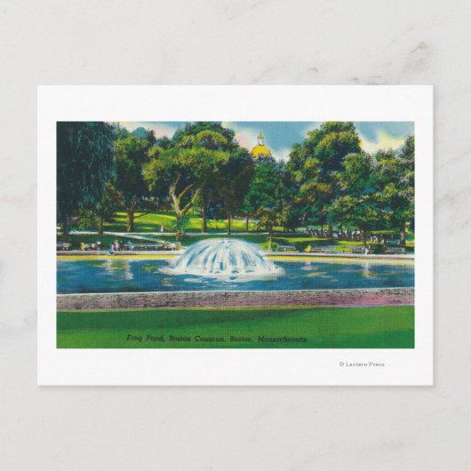 Uitzicht van Boston Common Frog Pond Briefkaart (Voorkant)