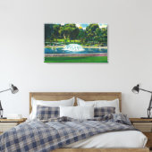 Uitzicht van Boston Common Frog Pond Canvas Afdruk (Insitu (Slaapkamer))