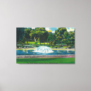 Uitzicht van Boston Common Frog Pond Canvas Afdruk