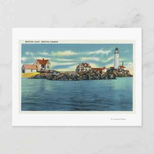 Uitzicht van Boston Harbour en Boston Lighthouse Briefkaart (Voorkant)