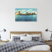 Uitzicht van Boston Harbour en Boston Lighthouse Canvas Afdruk (Insitu (Slaapkamer))