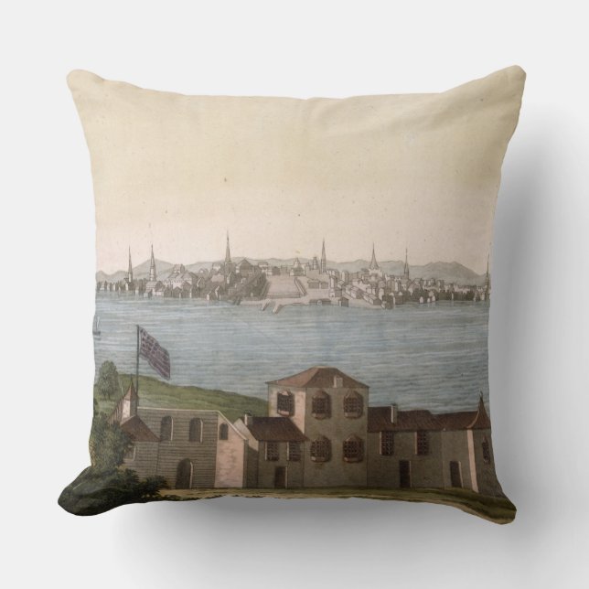 Uitzicht van Boston, uit Le Costume Ancien et Mode Kussen (Voorkant)