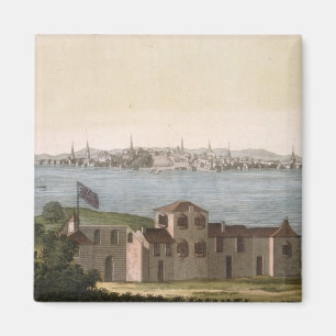 Uitzicht van Boston, uit Le Costume Ancien et Mode Magneet