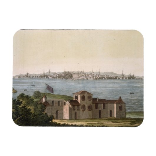 Uitzicht van Boston, uit Le Costume Ancien et Mode Magneet (Horizontaal)