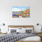 Uitzicht van boten in de haven canvas afdruk (Insitu (Slaapkamer))
