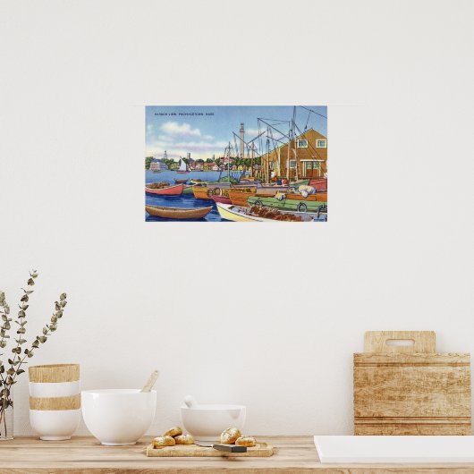 Uitzicht van boten in de haven poster (Keuken)