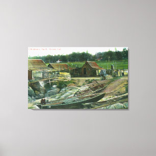 Uitzicht van boten op strand in Chinatown Canvas Afdruk