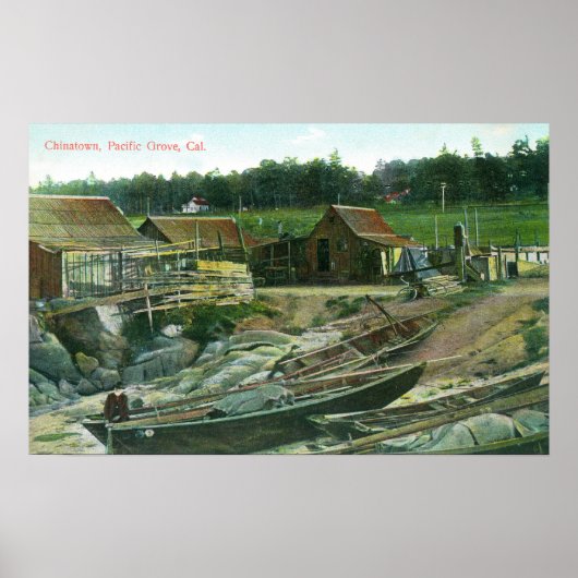 Uitzicht van boten op strand in Chinatown Poster (Voorkant)