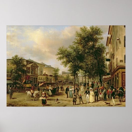 Uitzicht van Boulevard Montmartre, Parijs, 1830 Poster (Voorkant)