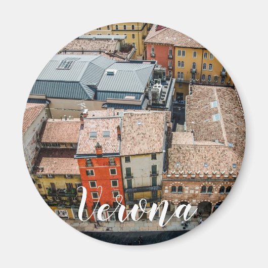 Uitzicht van boven van kleurrijke gevels van gebou magneet (Voorkant)