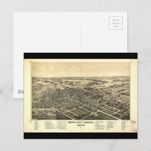 Uitzicht van Bowling Green Ohio (1888) Briefkaart (Voorkant / Achterkant)