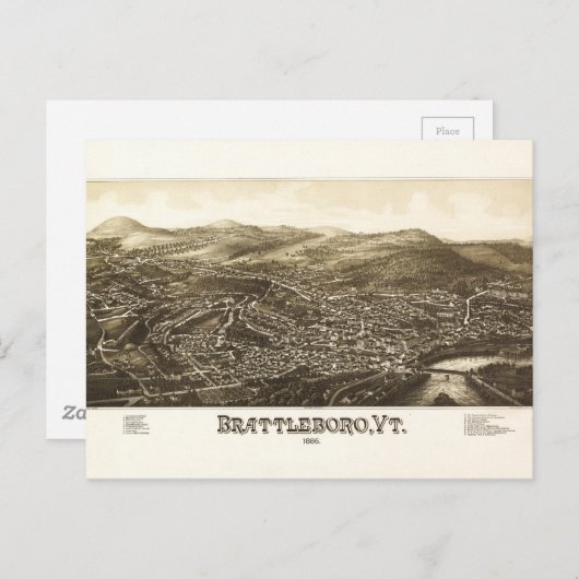 Uitzicht van Brattleboro, Vermont (1886) Briefkaart (Voorkant / Achterkant)