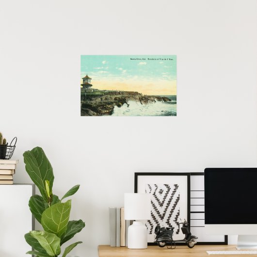 Uitzicht van Breakers te Vue de l'EauSanta Cruz, C Poster (Thuiskantoor)