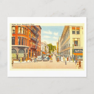 Uitzicht van Bridge Street, Springfield, Mass., Briefkaart