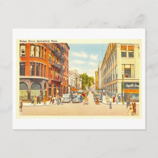 Uitzicht van Bridge Street, Springfield, Mass., Briefkaart (Voorkant)