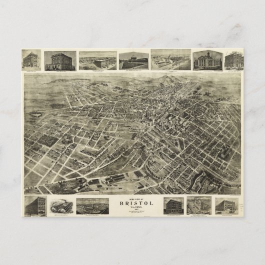 Uitzicht van Bristol, Virginia/Tennessee (1912) Briefkaart (Voorkant)