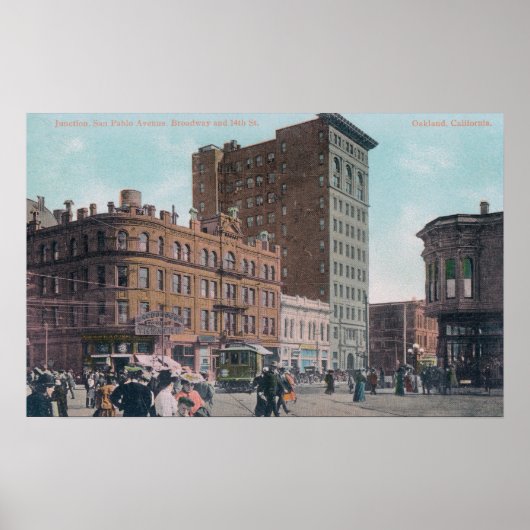 Uitzicht van Broadway, 14e St., San Pablo Ave Junc Poster (Voorkant)