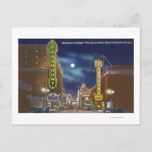 Uitzicht van Broadway bij nacht Briefkaart (Voorkant)