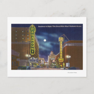 Uitzicht van Broadway bij nacht Briefkaart