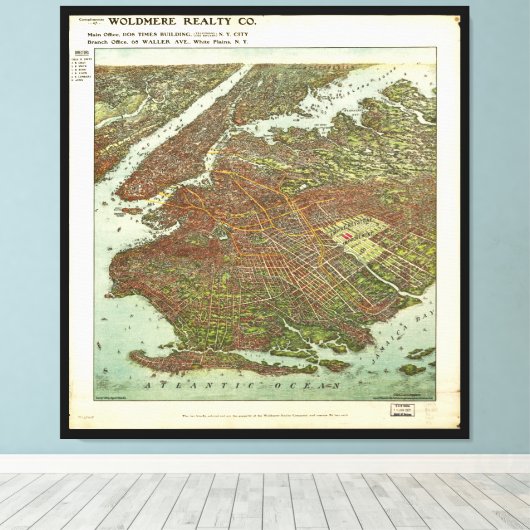 Uitzicht van Brooklyn, New York (1908) Canvas Afdruk (Insitu (Houten vloer))