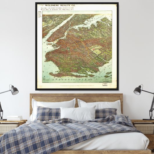 Uitzicht van Brooklyn, New York (1908) Canvas Afdruk (Insitu (Slaapkamer))
