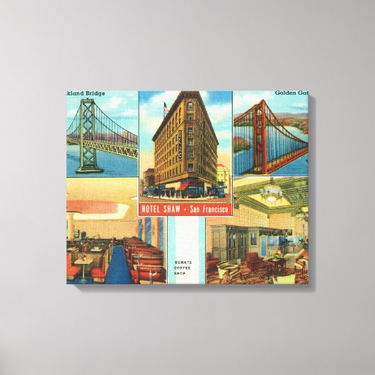 Uitzicht van bruggen, binnenscènes van Hotel Shaw Canvas Afdruk (Voorkant)
