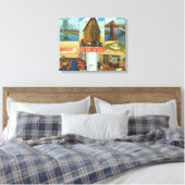 Uitzicht van bruggen, binnenscènes van Hotel Shaw Canvas Afdruk (Insitu (Slaapkamer))