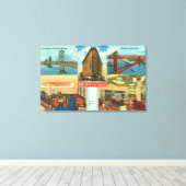 Uitzicht van bruggen, binnenscènes van Hotel Shaw Canvas Afdruk (Insitu (Houten vloer))