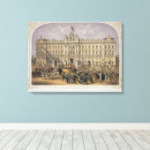 Uitzicht van Buckingham Palace met een Crowd Outsi Canvas Afdruk (Insitu (Houten vloer))